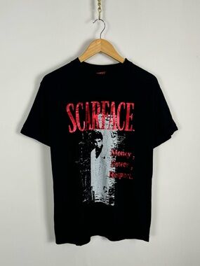 2000s Scarface Black Graphic Tee with Red Print
